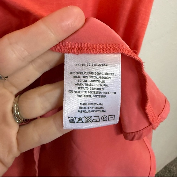 Anthropologie Postmark West End Peplum Tunic Tee High-low Top Solid in Coral - Picture 8 of 9